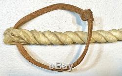 Vintage Antique 1800 Large Row-hide Leather Horse Bull Riding Whip Crop Old 32