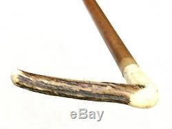 Vintage Antique 19C Antler Stag Handle Leather Wrapped Horse Bull Whip Crop Old