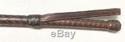 Vintage Antique 19C Leather Wrapped Riding Horse Bull Crop Whip Old Excellent