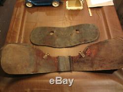 Vintage Antique Brown Leather Horse / Motorcycle Saddle Bags Brass Studs Buckles
