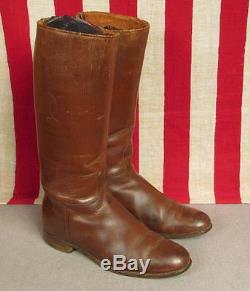 Vintage Antique Brown Leather Horse Riding Boots Equestrian 9 3/4 Length Nice