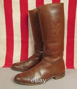 Vintage Antique Brown Leather Horse Riding Boots Equestrian 9 3/4 Length Nice