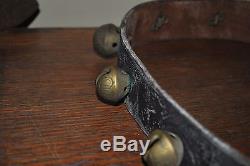 Vintage / Antique Graduated Brass Horse Sleigh Bells on Leather Strap NICE