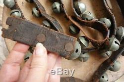 Vintage Antique Horse Sleigh Bells With Leather Strap 46 Bells Brass Original