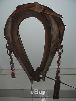 Vintage Antique Leather Horse Collar Harness Primitive Horse Yoke Complete