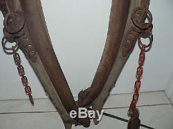 Vintage Antique Leather Horse Collar Harness Primitive Horse Yoke Complete
