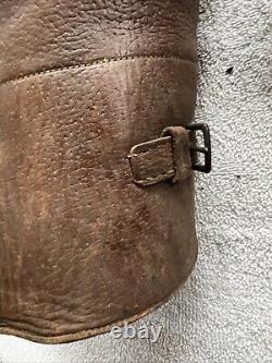 Vintage Antique Leather Puttees Cavalry Riding Calf Guards Shin Gaiters Biker