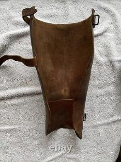 Vintage Antique Leather Puttees Cavalry Riding Calf Guards Shin Gaiters Biker