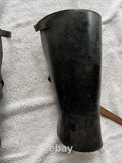 Vintage Antique Leather Puttees Cavalry Riding Calf Guards Shin Gaiters Biker