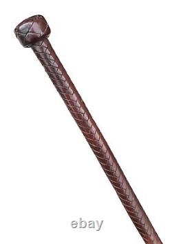 Vintage Antique Leather Wrapped Braided Horse Bull Riding Whip Crop Stick Old