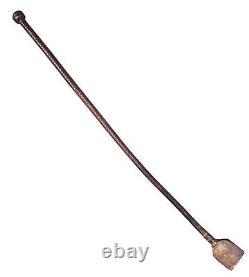 Vintage Antique Leather Wrapped Braided Horse Bull Riding Whip Crop Stick Old