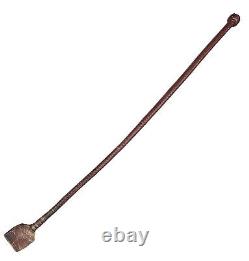 Vintage Antique Leather Wrapped Braided Horse Bull Riding Whip Crop Stick Old