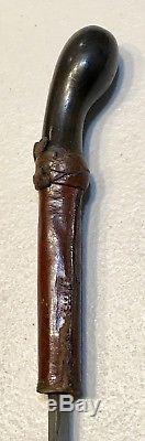 Vintage Antique Leather Wrapped Horse Riding Crop Whip WithStilleto Horn Handle