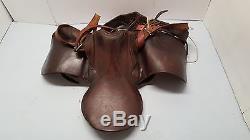 Vintage Antique Old Brown Leather Riding Horse Saddle Stirrups Maker Unknown