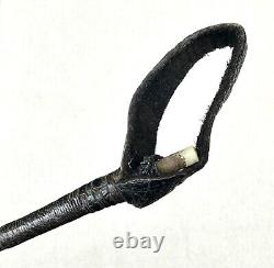 Vintage Antique Silver Top Leather Wrapped Horse Bull Riding Whip Crop Stick