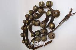 Vintage Antique Sleigh Bells for Horse Leather Strap 87 Long 32 Jingle Bells