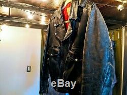 Vintage Appalachian horse hide black leather biker jacket 36 motorcycle S XS