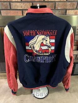 Vintage Arabian Horse Youth Nationals Champion Leather Letterman Jacket Mens XL