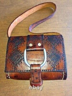 Vintage Artisan Leather Purse Tooled Horse Ring Western Handmade Shoulder Bag
