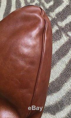 Vintage Authentic GUCCI Leather Bamboo Horse bit Shoulder Hobo Bag Caramel Brown