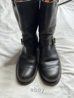 Vintage BLACK LEATHER Foremost ENGINEER MOTORCYCLE BOOTS Horse Hide 50s 1950s