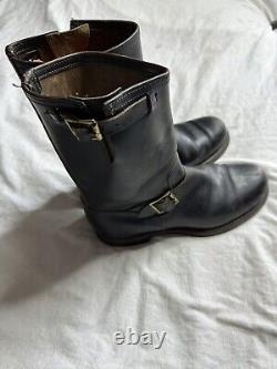 Vintage BLACK LEATHER Foremost ENGINEER MOTORCYCLE BOOTS Horse Hide 50s 1950s