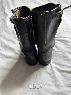 Vintage BLACK LEATHER Foremost ENGINEER MOTORCYCLE BOOTS Horse Hide 50s 1950s