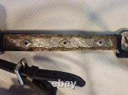 Vintage BROKEN HORN Silver Leather Fancy Horse Show Halter with Ruby & Sapphire