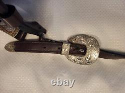 Vintage BROKEN HORN Silver Leather Fancy Horse Show Halter with Ruby & Sapphire