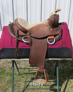 Vintage Big Horn western horse saddle 14 leather colt starter decor office den