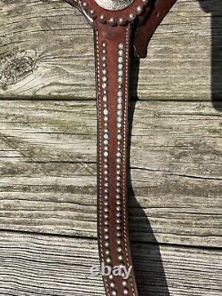 Vintage Billy Cook Star And Studs Western Leather Breast Collar Horse Tack Brown