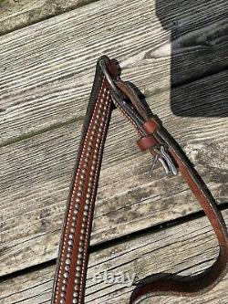 Vintage Billy Cook Star And Studs Western Leather Breast Collar Horse Tack Brown