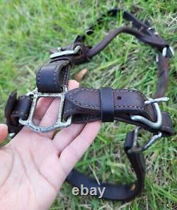 Vintage Billy Royal Monroy Mexico STERLING Silver Leather Horse Show Halter NICE