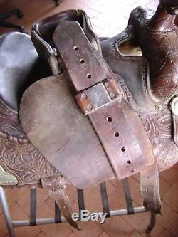 Vintage Billy Royal Western Show Horse Saddle 13 Tooled Leather Silver Conchos