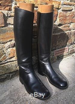 Vintage Black Leather Maxwell Horse Riding Boots Size 10/11 with Wooden Trees