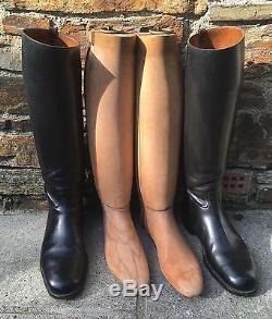 Vintage Black Leather Maxwell Horse Riding Boots Size 10/11 with Wooden Trees