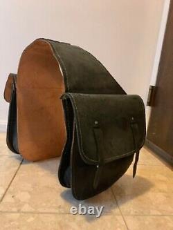 Vintage Black Leather Saddle Bag for Horse