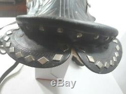 Vintage Black Leather Silver Studded Western Youth Sized Horse Saddle