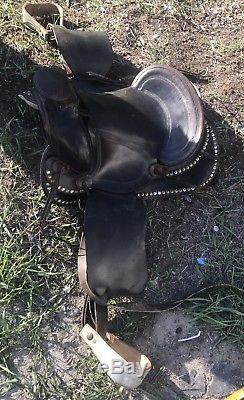 Vintage Black Leather Western Horse Parade Saddle