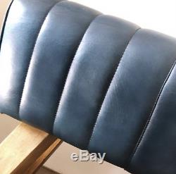 Vintage Blue Leather Pommel Horse Style Bench/Footstool