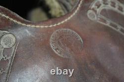 Vintage Bona Allen 14.5 Tooled Leather Roping Cowboy Western Saddle Needs Work