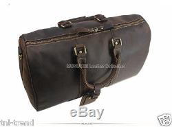 Vintage Boston Crazy Horse Leather Men Travel bag Duffle Bag Tote Luggage Bag
