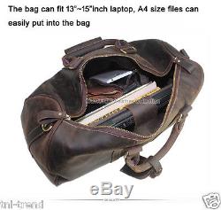Vintage Boston Crazy Horse Leather Men Travel bag Duffle Bag Tote Luggage Bag