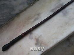 Vintage Braided in Leather Horse Whip Riding Crop Handmade Horn Handle Horse Leg