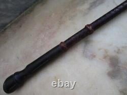 Vintage Braided in Leather Horse Whip Riding Crop Handmade Horn Handle Horse Leg