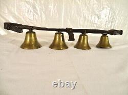 Vintage Brass Sleigh Bells Leather Horse Harness Carriage Christmas Bells