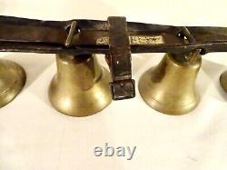 Vintage Brass Sleigh Bells Leather Horse Harness Carriage Christmas Bells