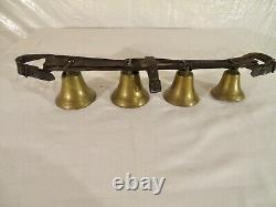 Vintage Brass Sleigh Bells Leather Horse Harness Carriage Christmas Bells