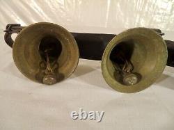 Vintage Brass Sleigh Bells Leather Horse Harness Carriage Christmas Bells