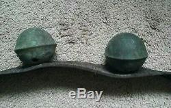 Vintage Brass Sleigh Horse Bells 17 Graduated Bells withLeather Strap + 12 Small